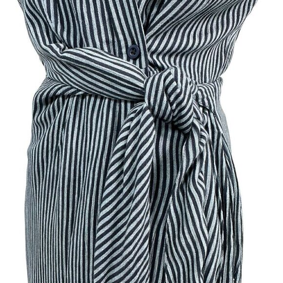 Garnet Hill Anya Tie-Front Crêpe Dress Size 0 Stripes - Picture 11 of 12